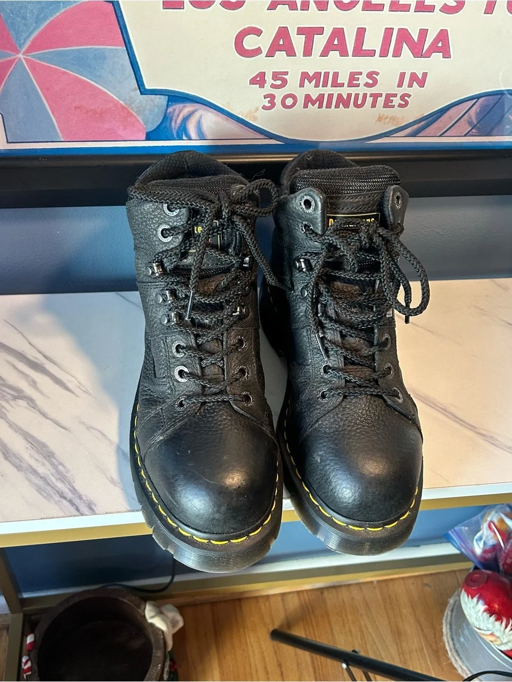 Dr. Martens Safety Toe Heavy Industrial Slip Resistant Boots Shoes Black Pebbled